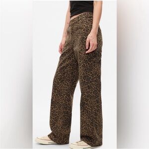 Gap Leopard Print 90s loose carpenter Wide-Leg Pants size 12/14s